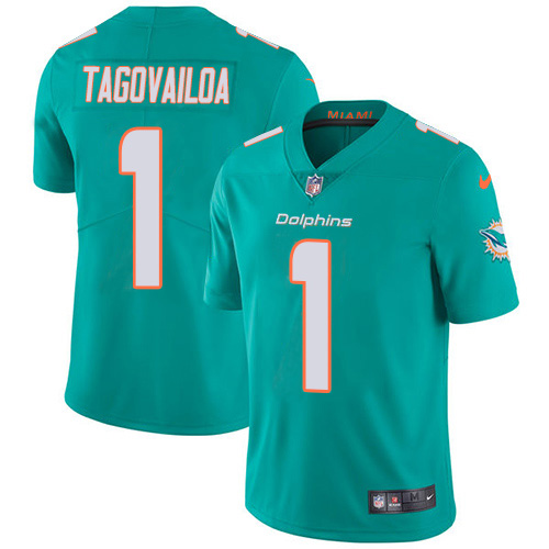 Nike Miami Dolphins 1 Tua Tagovailoa Aqua Green Team Color Youth Stitched NFL Vapor Untouchable Limited Jersey